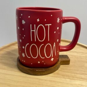 Rae Dunn Red Hot Cocoa Gingerbread Christmas Mug With Wood Coaster